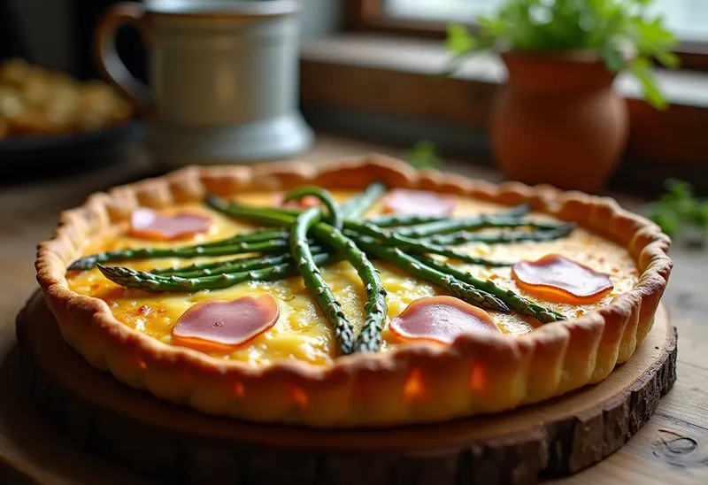 Quiche savoureuse aux asperges vertes et jambon