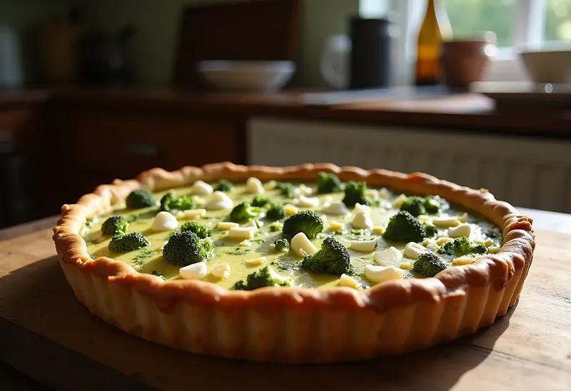 Quiche savoureuse aux brocolis, chèvre et roquefort