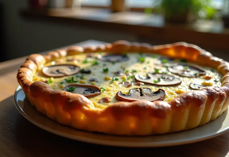 Quiche savoureuse aux champignons, ail et persil frais