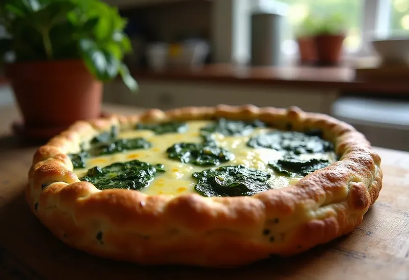 Quiche savoureuse aux épinards frais et roquefort fondant