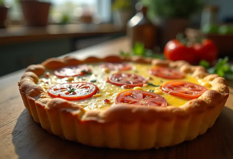 Quiche savoureuse aux tomates fraîches et jambon fumé