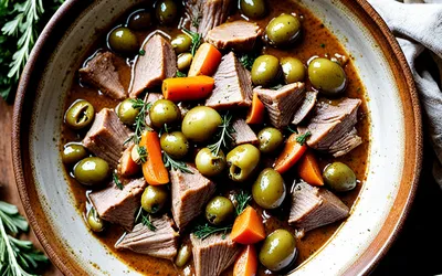 Ragoût de veau aux olives vertes : recette facile et savoureuse