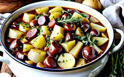 Ragoût de poireaux et pommes de terre au vin Saint-Pourçain rouge - recette facile et gourmande