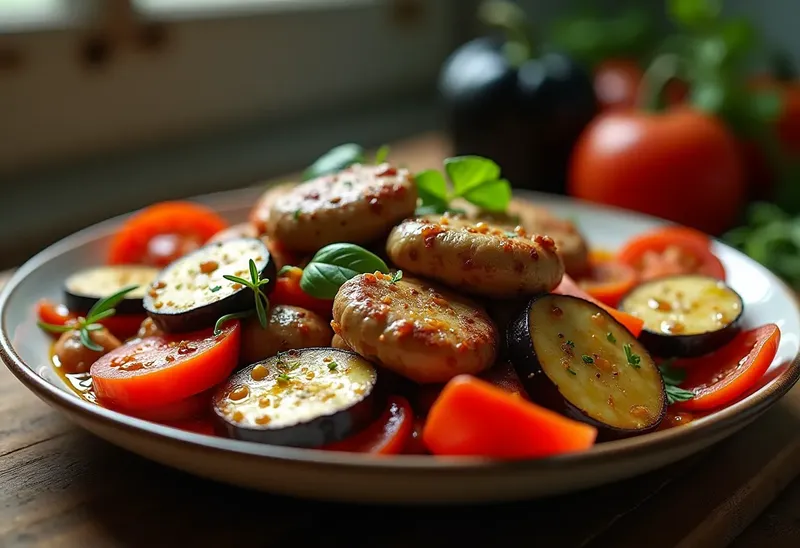 Ratatouille gourmande aux foies de volaille fondants