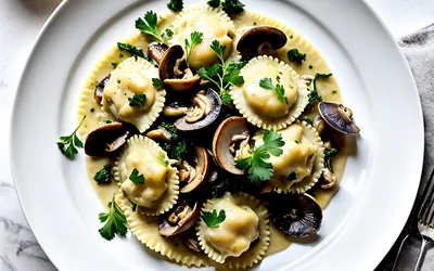 Raviolis aux champignons sauvages et crème forestière – recette facile et gourmande
