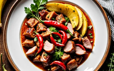Recette authentique du Catigot antillais mijoté au porc et banane plantain