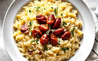 Risotto crémeux au chorizo et dinde fondante - Recette facile et rapide
