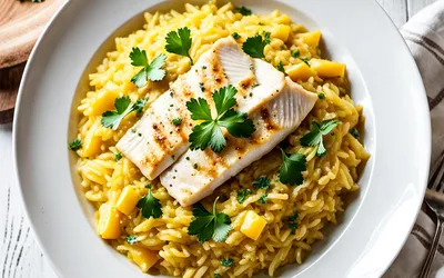 Photo de Risotto au curry et poisson frais : recette crémeuse et savoureuse