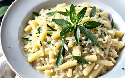 Risotto crémeux au parmesan et à la sauge fraîche - recette facile et gourmande
