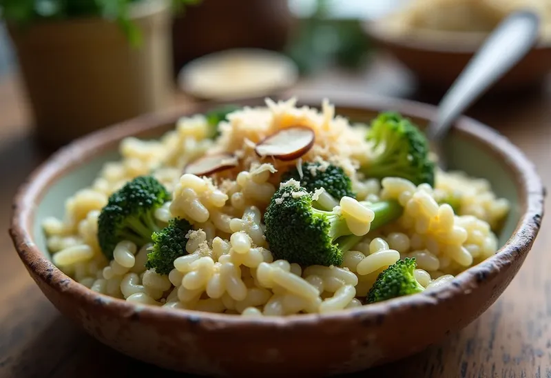 Risotto crémeux aux brocolis et amandes grillées