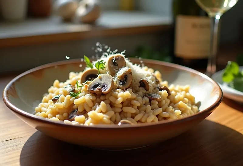 Risotto crémeux aux champignons frais