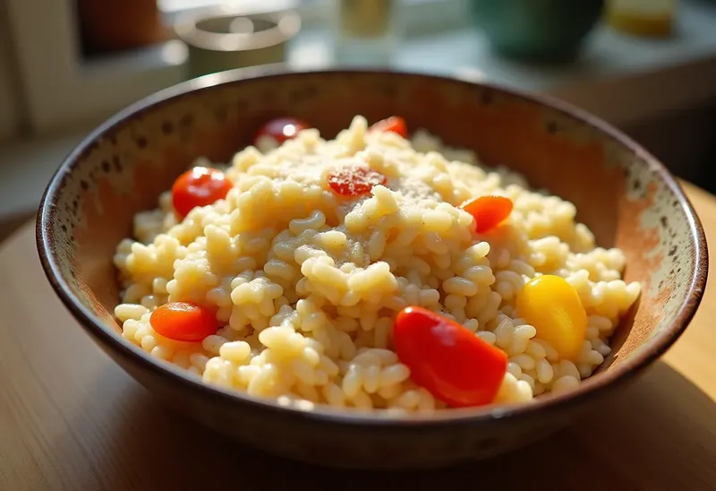 Risotto crémeux aux deux poivrons colorés