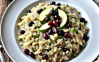 Risotto gourmand aux lentilles, pommes et raisins secs - recette facile et rapide