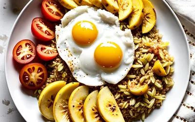 Recette facile de riz à la cubaine traditionnel avec banane plantain et œuf au plat