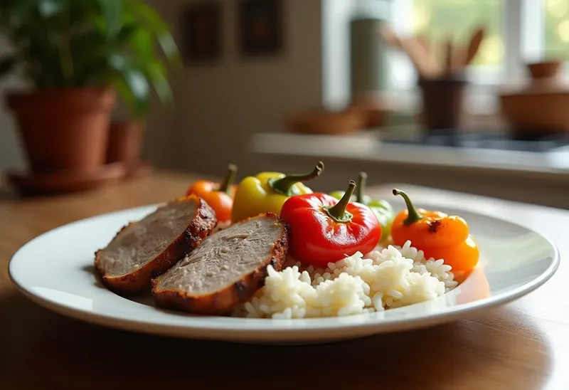 Riz au Porc et Poivrons Rôti au Four : Plat Savoureux et Facile