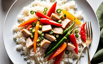 Recette facile de riz sauté à la dinde et légumes frais