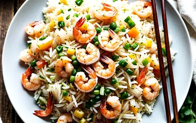 Recette facile de riz sauté aux crevettes et oignons parfumés