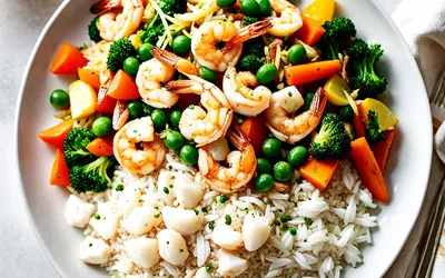 Recette facile de riz sauté aux crevettes et poulet - Plat asiatique savoureux