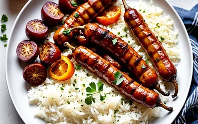 Recette facile de riz au paprika et merguez grillées