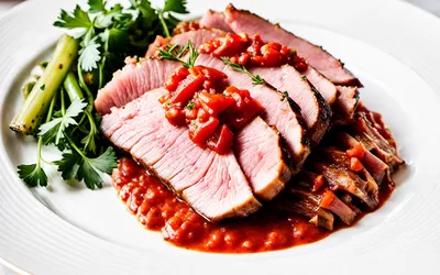 Rôti de jambon à la crème de poivrons rouges : recette facile et savoureuse