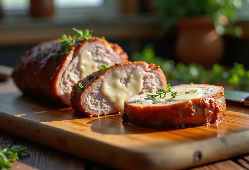 Rôti de Porc Fondant au Fromage et Herbes Aromatiques