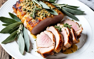 Rôti de porc moutardé à la sauge : recette savoureuse et facile