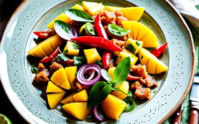 Recette facile de Rougail Mangue Verte frais et épicé - Cuisine Réunionnaise