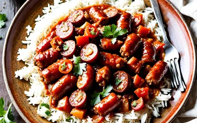 Recette Rougail Saucisses aux Chipolatas - Plat Réunionnais Épicé et Facile