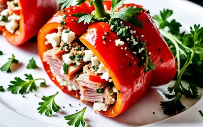 Roulade de poivron farcie au thon et à la feta - recette facile et gourmande