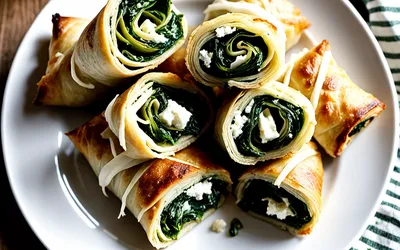 Recette facile de rouleaux croustillants aux épinards et fromage frais
