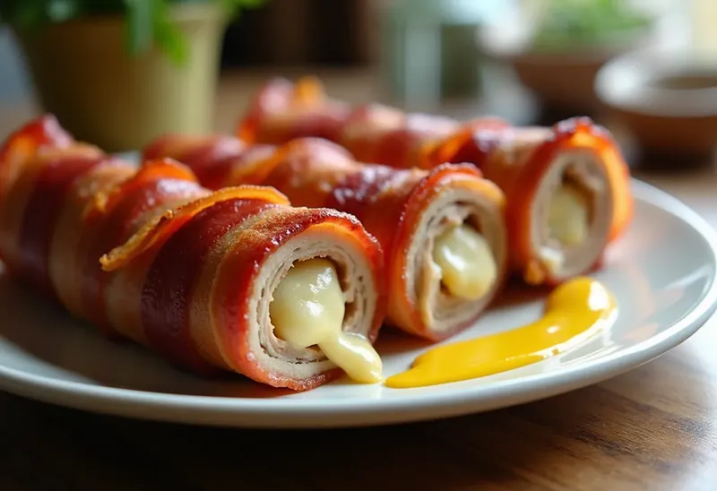 Roulés de dinde au lard, fromage fondant et moutarde savoureuse