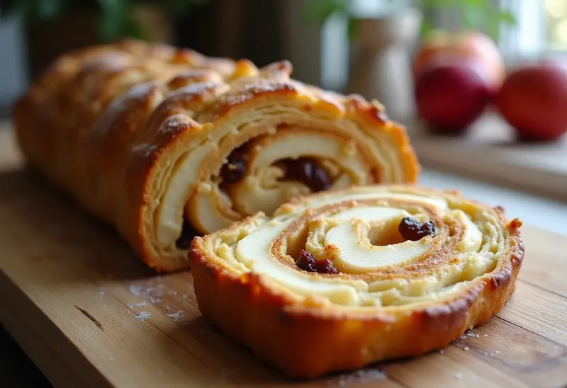 Sablé roulé aux pommes, raisins et noix : dessert gourmand et facile