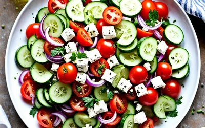 Recette facile de salade Chopska bulgare traditionnelle au fromage feta