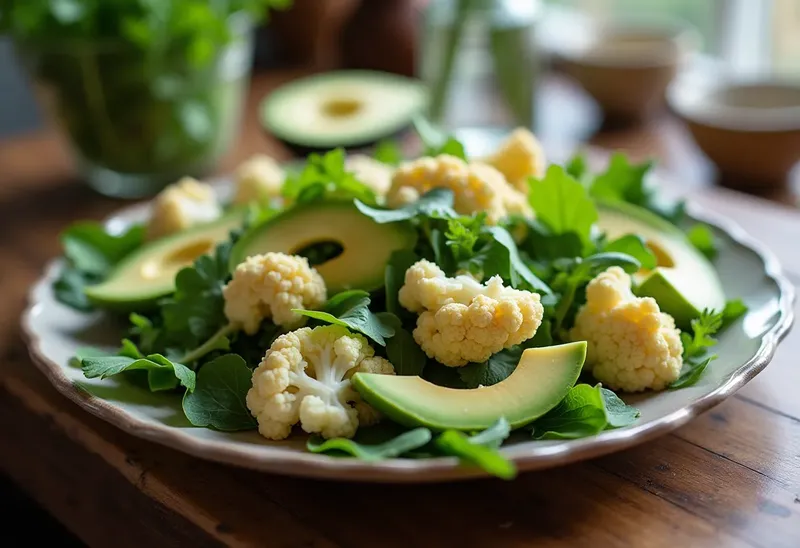 Salade croquante de chou-fleur, avocat et cresson : fraîcheur et vitalité