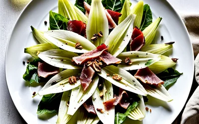 Salade croquante d'endives aux noix et jambon fumé - recette facile et rapide