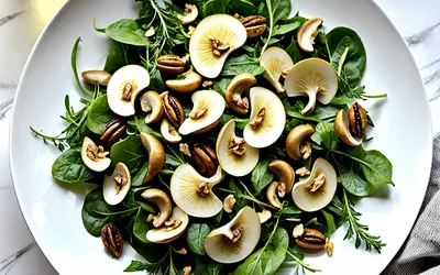 Salade d'automne gourmande aux champignons sautés et noix croquantes