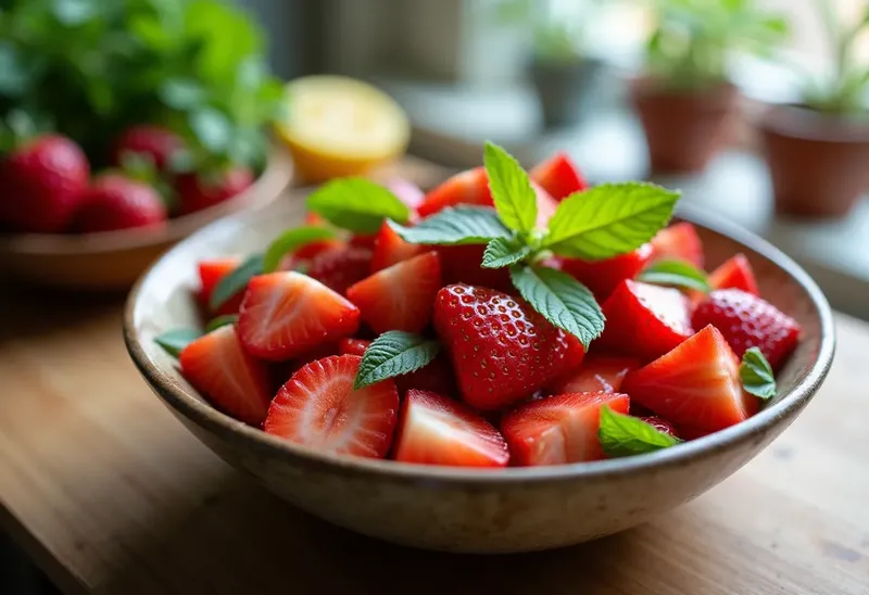 Salade de fraises à l'orientale fraîche et parfumée