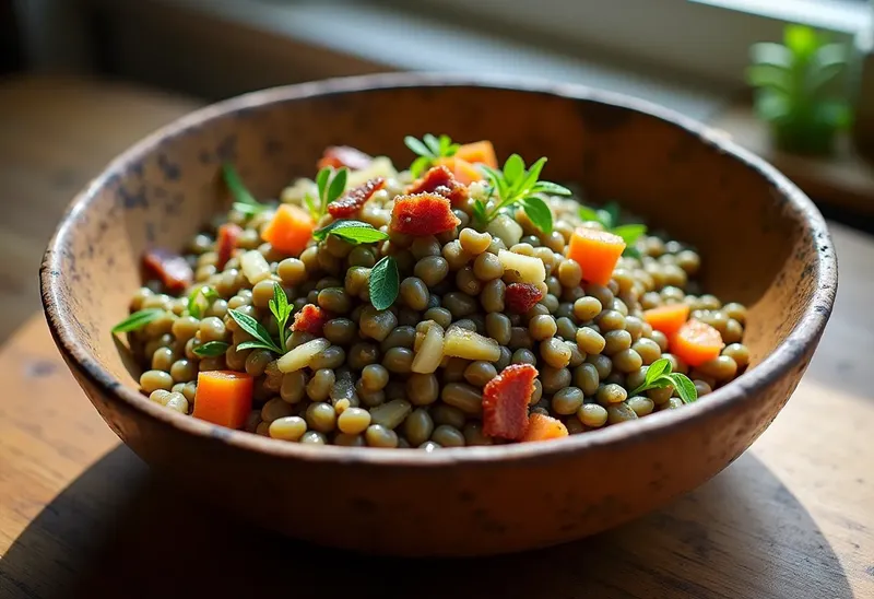 Salade de lentilles alsacienne traditionnelle et savoureuse