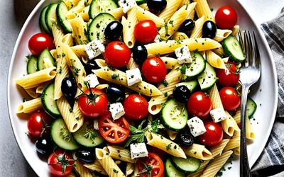 Salade de pâtes à la grecque : recette fraîche et facile