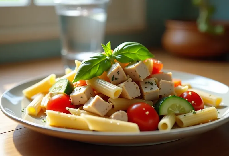 Salade de pâtes au poulet savoureuse et facile