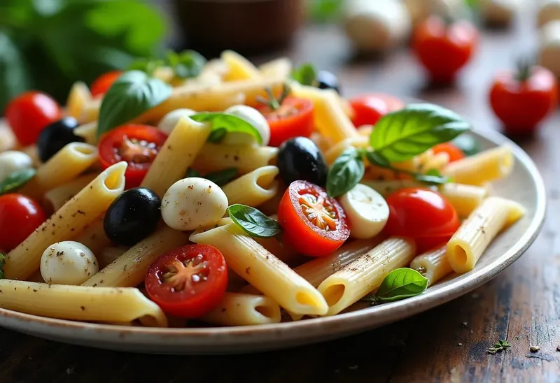 Salade de pâtes méditerranéenne fraîche et gourmande