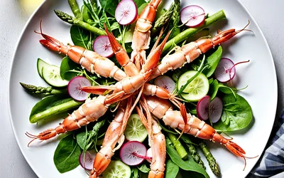 Salade de printemps aux langoustines fraîches et légumes croquants - recette facile et rapide