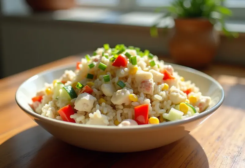 Salade de riz au crabe fraîche et savoureuse
