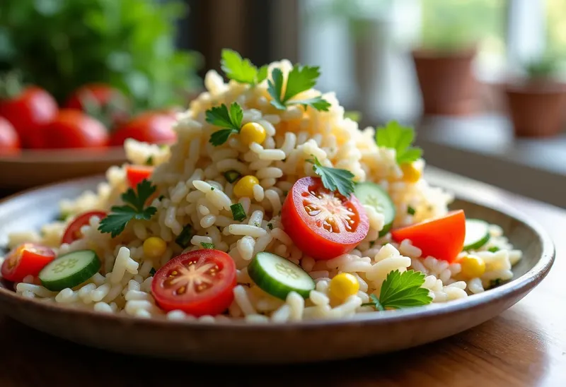 Salade de riz maraîchère fraîche et gourmande