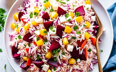Recette facile de salade de riz rose gourmande et fraîche