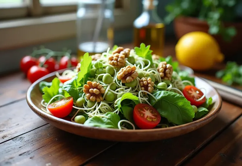 Salade fraîche aux fèves germées et noix croquantes