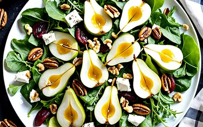 Salade fraîche aux poires, dattes et noix croquantes - recette facile et rapide