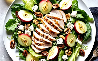 Salade fraîche aux pommes fruit et poulet fumé – recette facile et rapide