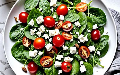 Salade fraîche aux pousses d'épinards et vinaigrette maison - recette facile et rapide