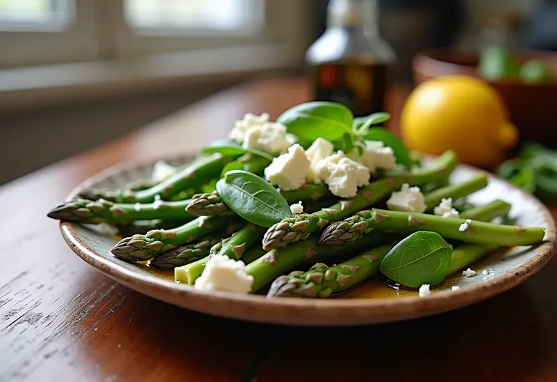 Salade fraîche d'asperges à la feta et au basilic